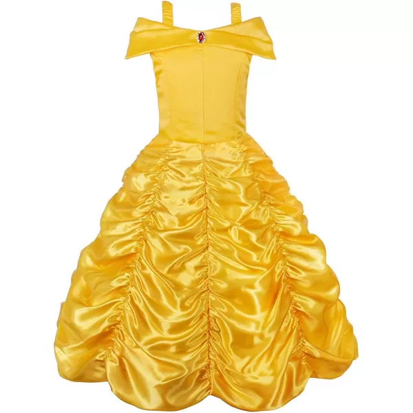 JerrisApparel Princess Dress Off Shoulder Layered Costume for Little GirlYellow With Accessories