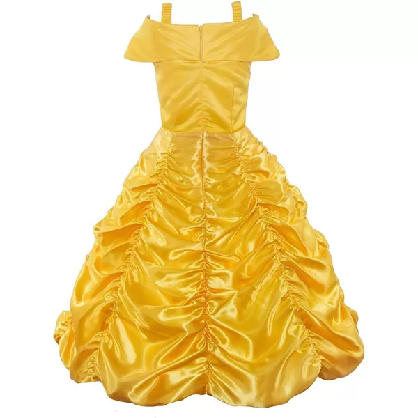 JerrisApparel Princess Dress Off Shoulder Layered Costume for Little GirlYellow With Accessories