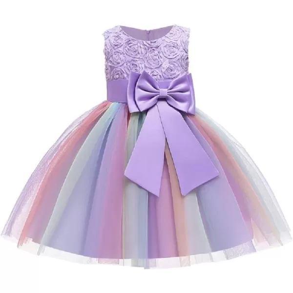 JerrisApparel Flower Girl Floral Dress Rainbow Tutu Party Dress Pageant GownPurple