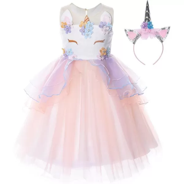 JerrisApparel Flower Girls Unicorn Costume Pageant Princess Party DressOrange