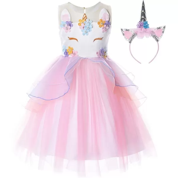 JerrisApparel Flower Girls Unicorn Costume Pageant Princess Party DressPink