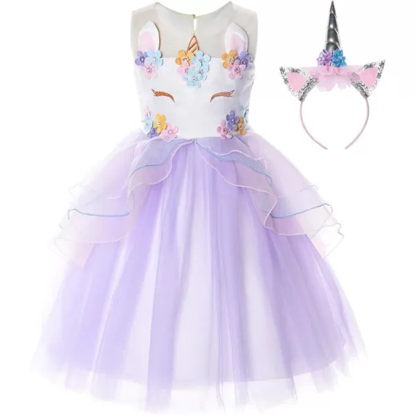 JerrisApparel Flower Girls Unicorn Costume Pageant Princess Party DressPurple