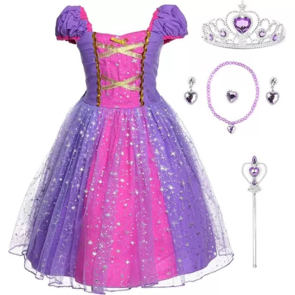 JerrisApparel Girl Princess Costume Dress for Birthday PartyPurple With Accessories