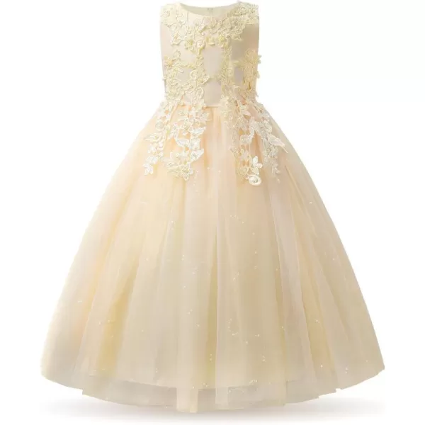 JerrisApparel Girl Princess Tulle Dress Bridesmaid Pageant Gown Birthday Party Wedding DressApricot