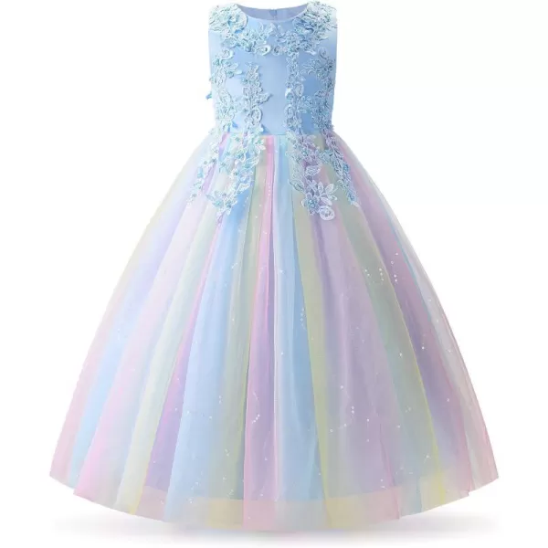 JerrisApparel Girl Princess Tulle Dress Bridesmaid Pageant Gown Birthday Party Wedding DressBlue