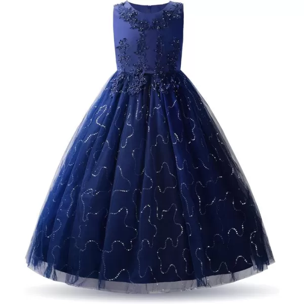 JerrisApparel Girl Princess Tulle Dress Bridesmaid Pageant Gown Birthday Party Wedding DressNavy Blue