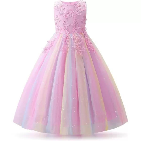 JerrisApparel Girl Princess Tulle Dress Bridesmaid Pageant Gown Birthday Party Wedding DressPink