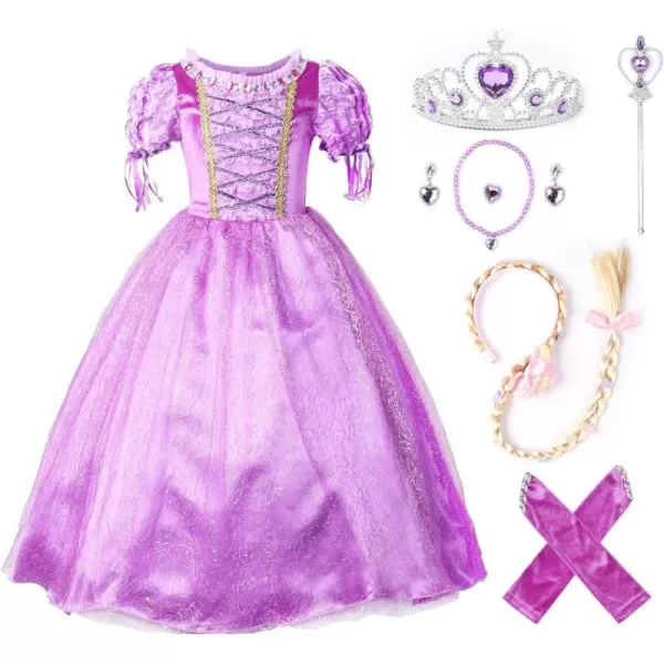 JerrisApparel Girls Halloween Princess Costume Christmas Birthday Party DressPurple With Accessories