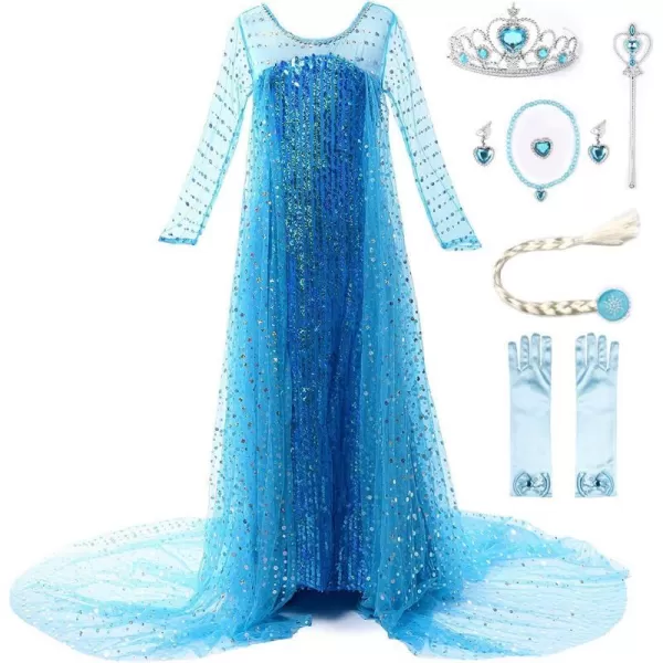 JerrisApparel Girls Princess Costume Birthday Party Christmas Fancy Dress upBlue With Accessories