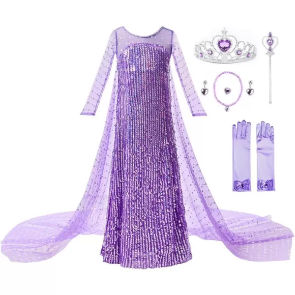 JerrisApparel Girls Princess Costume Birthday Party Christmas Fancy Dress upPurple With Accessories