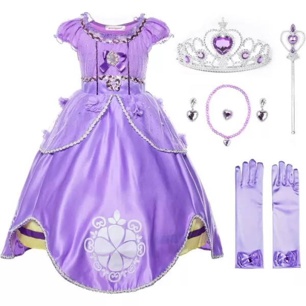 JerrisApparel Girls Princess Costume Floor Length Birthday Party Dress upPurple With Accessories