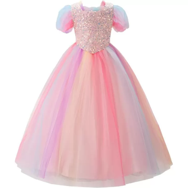 JerrisApparel Girls Princess Puffy Tulle Dress Wedding Pageant Party Prom Formal Ball GownMulticolored