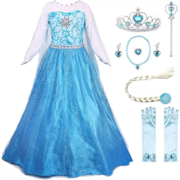 JerrisApparel Princess Dress Queen Costume Cosplay Dress Up with AccessoriesBlue With Accessories