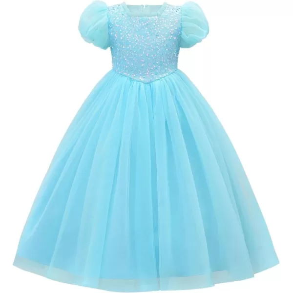 JerrisApparel Girls Princess Puffy Tulle Dress Wedding Pageant Party Prom Formal Ball GownBlue 1