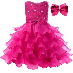 imageJerrisApparel Flower Girls Party Dress Ruffle Tutu Sleeveless Princess Dress Ball GownRose