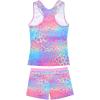 imageJerrisApparel Little Girls Summer Two Piece Boyshort Tankini Kids SwimsuitRainbow Leopard