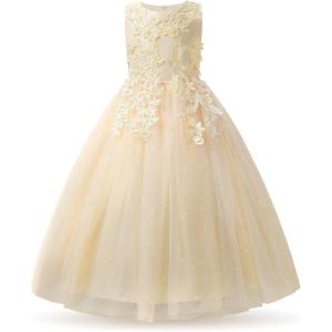 imageJerrisApparel Girl Princess Tulle Dress Bridesmaid Pageant Gown Birthday Party Wedding DressApricot 1