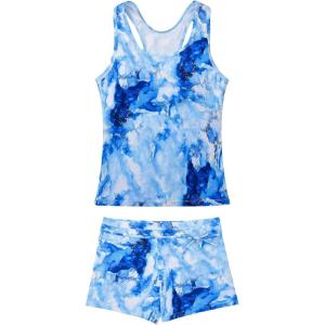 imageJerrisApparel Little Girls Summer Two Piece Boyshort Tankini Kids SwimsuitBlue Marble