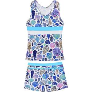 imageJerrisApparel Little Girls Summer Two Piece Boyshort Tankini Kids SwimsuitBlue Ocean