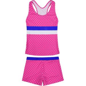 imageJerrisApparel Little Girls Summer Two Piece Boyshort Tankini Kids SwimsuitDots Rose