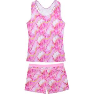 imageJerrisApparel Little Girls Summer Two Piece Boyshort Tankini Kids SwimsuitPink Marble