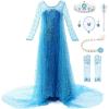 imageJerrisApparel Girls Princess Costume Birthday Party Christmas Fancy Dress up 5 Blue with Accessories