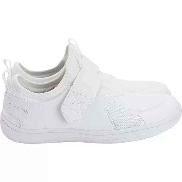 WHITIN LittleBig Kid Wide Width Barefoot Shoes  BoysGirls Minimalist Elastic Opening Sneakers  Flexible Zero Drop SoleW8k3  All White