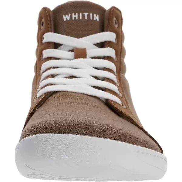 WHITIN Mens Wide Hitop Minimalist Barefoot Sneakers  Zero Drop Sole  Cushioned Ankle SupportW823  Brown  Hitop 