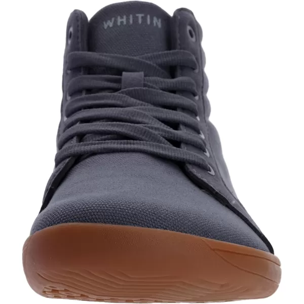 WHITIN Mens Wide Hitop Minimalist Barefoot Sneakers  Zero Drop Sole  Cushioned Ankle SupportW823  Grey Gum  Hitop 