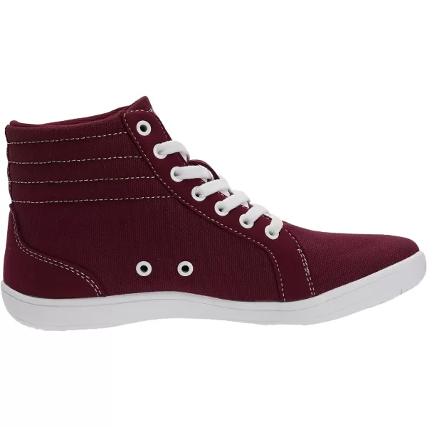 WHITIN Womens Wide HighTop Canvas Barefoot Sneakers  Minimalist StreetReady Fit  ComfortForward Ankle SupportW823  Wine Red