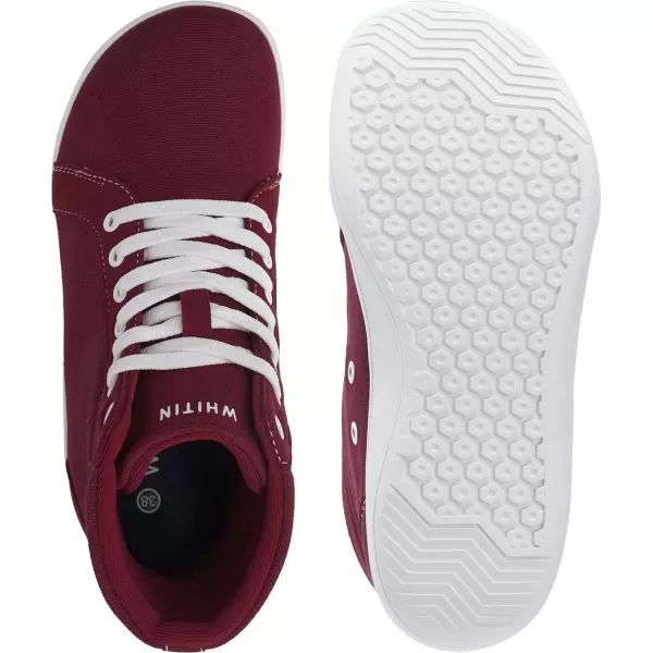 WHITIN Womens Wide HighTop Canvas Barefoot Sneakers  Minimalist StreetReady Fit  ComfortForward Ankle SupportW823  Wine Red