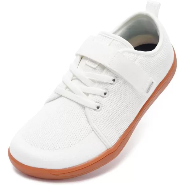 WHITIN LittleBig Kid Barefoot Shoes  BoysGirls Laceup Minimalist Sneakers  Wide Toe Wiggle Room  Natural Flexible FitW8k6  White Gum