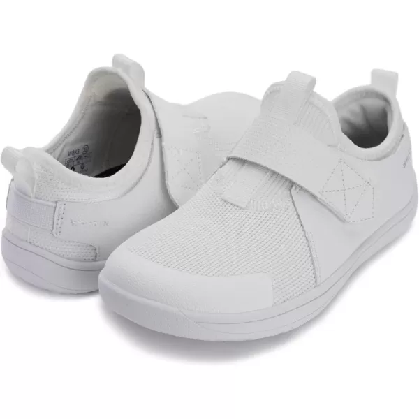 WHITIN LittleBig Kid Wide Width Barefoot Shoes  BoysGirls Minimalist Elastic Opening Sneakers  Flexible Zero Drop SoleW8k3  All White