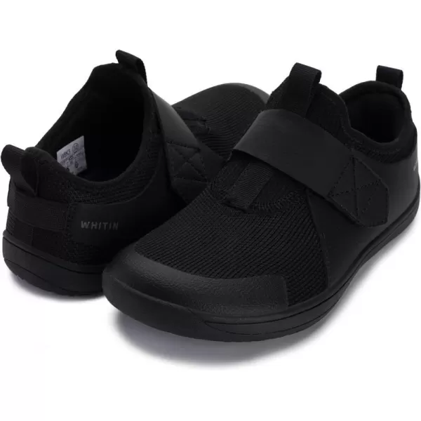 WHITIN LittleBig Kid Wide Width Barefoot Shoes  BoysGirls Minimalist Elastic Opening Sneakers  Flexible Zero Drop SoleW8k3  Black