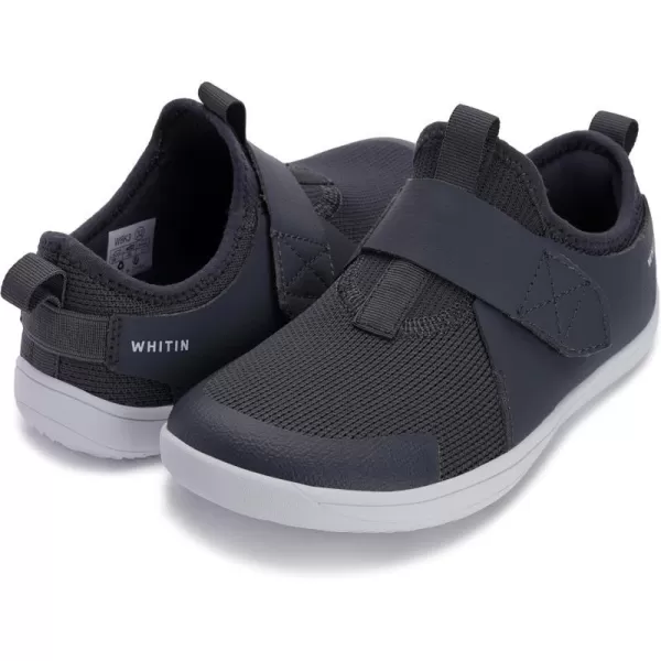 WHITIN LittleBig Kid Wide Width Barefoot Shoes  BoysGirls Minimalist Elastic Opening Sneakers  Flexible Zero Drop SoleW8k3  Grey