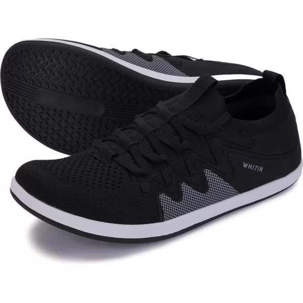 WHITIN Mens Barefoot Plus Shoes  Wide Toe Box  LowStack Sole  Inspired by Barefoot EnthusiastsW91  Black