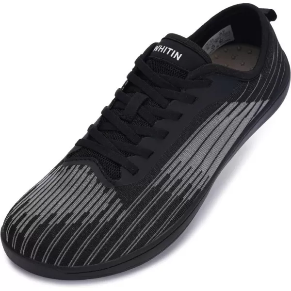 WHITIN Mens UltraVentilated Barefoot Shoes  Zero Drop Sole  Wide Width  Walking Lifestyle SneakerW755  Black