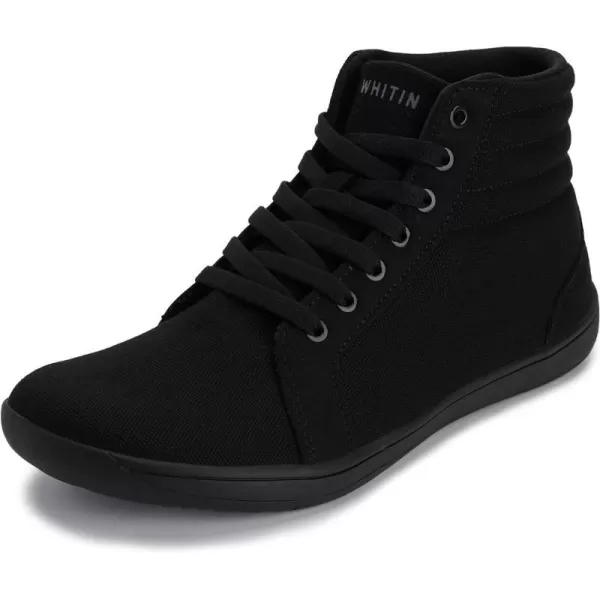 WHITIN Womens Wide HighTop Canvas Barefoot Sneakers  Minimalist StreetReady Fit  ComfortForward Ankle SupportW823  All Black