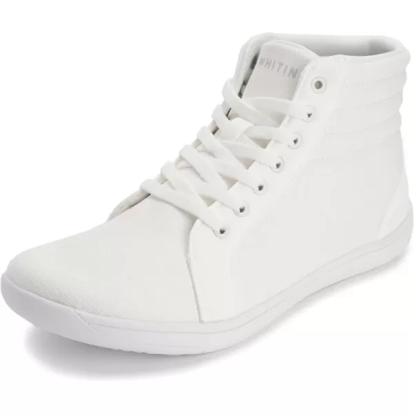 WHITIN Womens Wide HighTop Canvas Barefoot Sneakers  Minimalist StreetReady Fit  ComfortForward Ankle SupportW823  All White