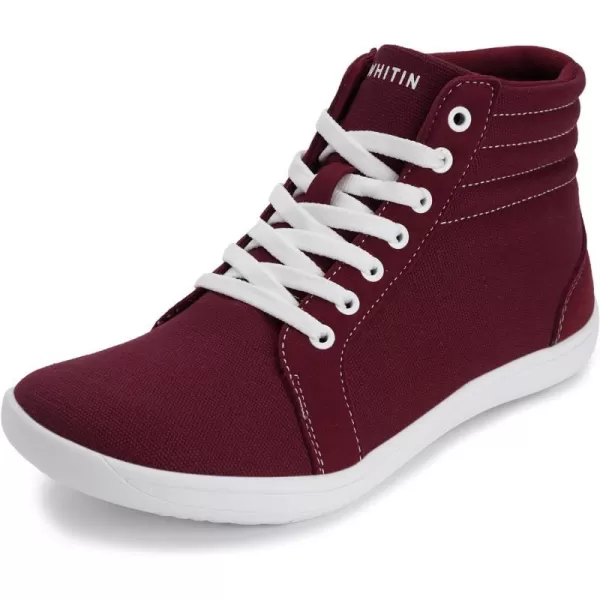 WHITIN Womens Wide HighTop Canvas Barefoot Sneakers  Minimalist StreetReady Fit  ComfortForward Ankle SupportW823  Wine Red