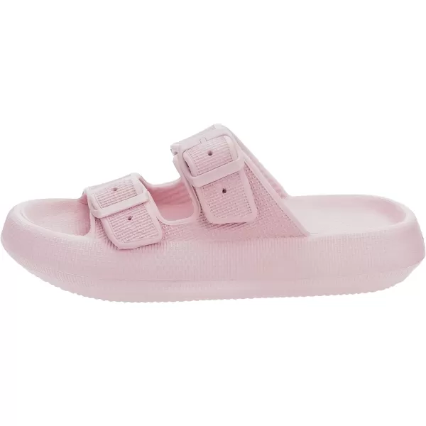 BRONAX Pillow Slippers for Women and Men  Adjustable Double Buckle Shower Slides  Cushioned Thick Sole SandalsY15  Pink