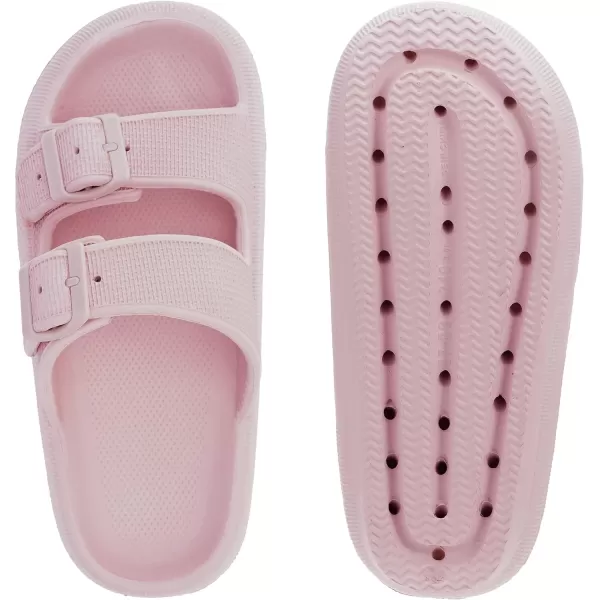 BRONAX Pillow Slippers for Women and Men  Adjustable Double Buckle Shower Slides  Cushioned Thick Sole SandalsY15  Pink