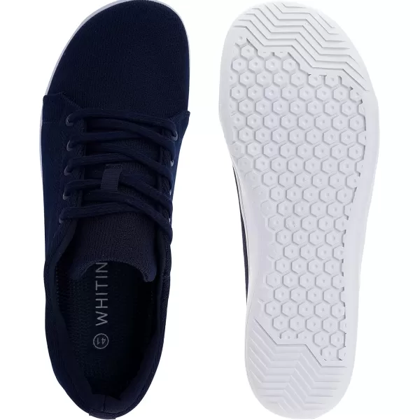 WHITIN Mens Minimalist Barefoot Sneakers  Wide fit  Zero Drop Sole  Upgraded FootbedW71v5  Dark Blue