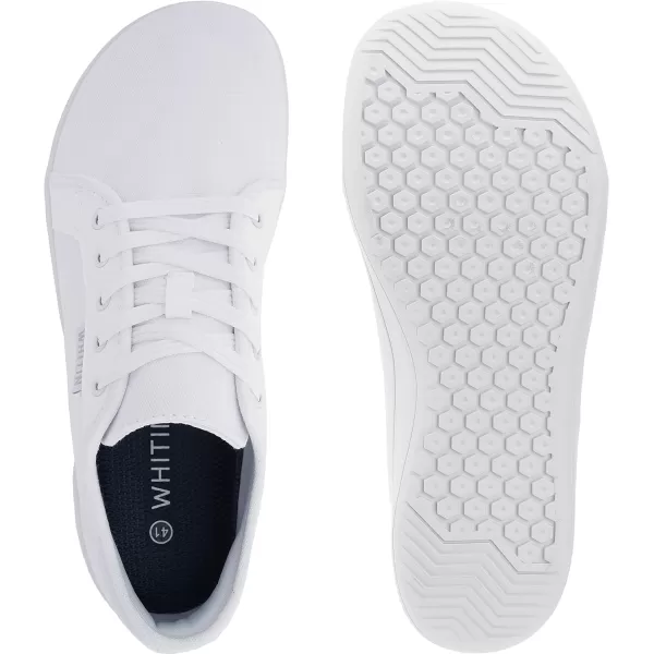 WHITIN Mens Wide Canvas Minimalist Barefoot Sneakers  Zero Drop Sole  Ultimate Toe FreedomW81v2 All White  Canvas 