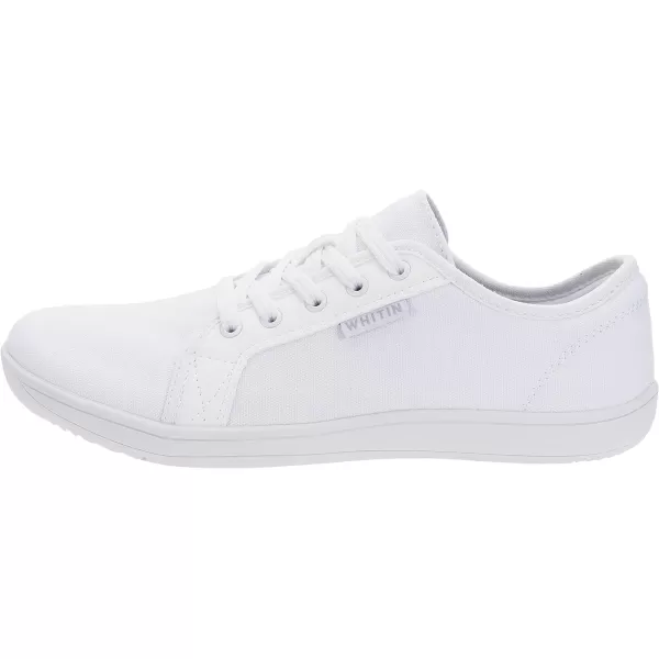 WHITIN Mens Wide Canvas Minimalist Barefoot Sneakers  Zero Drop Sole  Ultimate Toe FreedomW81v2 All White  Canvas 