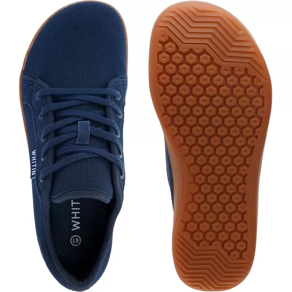 WHITIN Mens Wide Minimalist Barefoot Sneakers  Zero Drop Sole  Optimal RelaxationW81 Dark Blue Gum