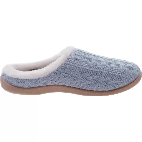 WHITIN Women Arch Support Fuzzy Knitted Slipper Warm Fluffy Slip On House ShoesBlue