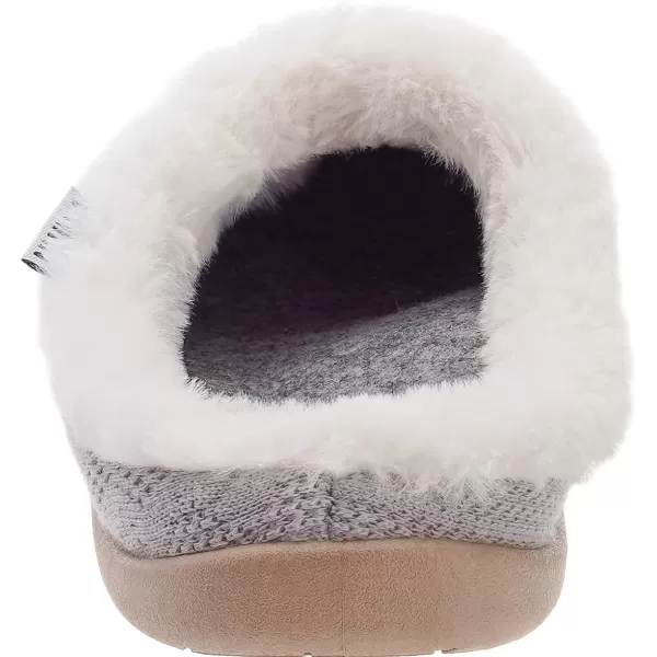 WHITIN Women Arch Support Fuzzy Knitted Slipper Warm Fluffy Slip On House ShoesGrey