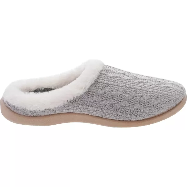 WHITIN Women Arch Support Fuzzy Knitted Slipper Warm Fluffy Slip On House ShoesGrey