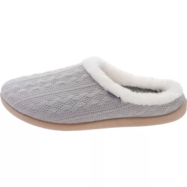 WHITIN Women Arch Support Fuzzy Knitted Slipper Warm Fluffy Slip On House ShoesGrey